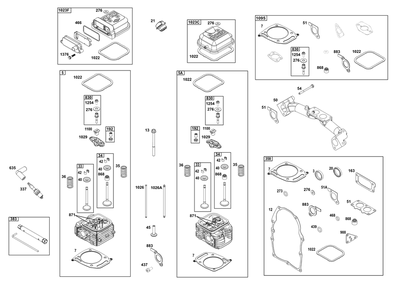 Cylinder Head Group Diagram and Parts List for 385447-0111-B5 200000 - 399999 Briggs and Stratton Engine
